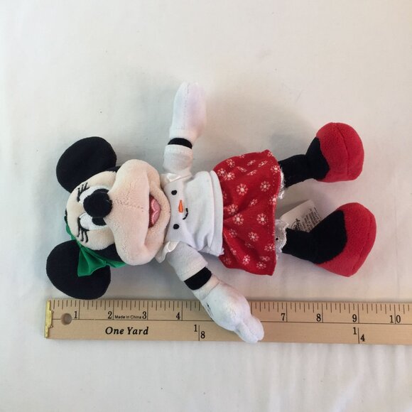 Disney Store Minnie Mouse 9" Christmas Plush Snowman Shirt Stuffed Toy - Picture 6 of 6